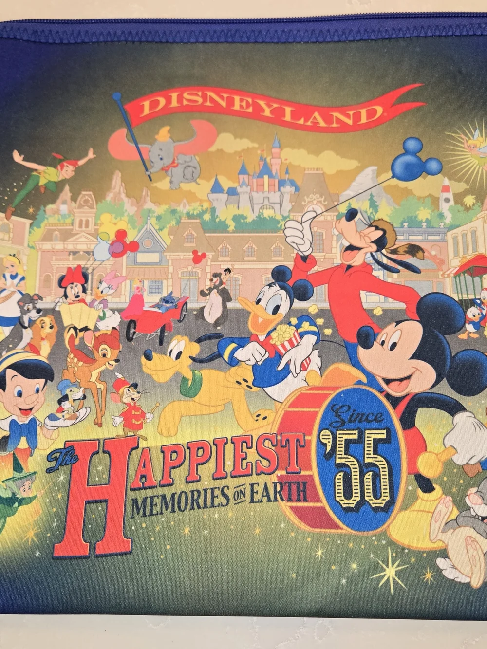 Disney Blue 55th 'Happiest Memories' Reversible Zipper Laptop Pouch